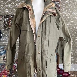 Vintage Green Military Field Jacket with Hood